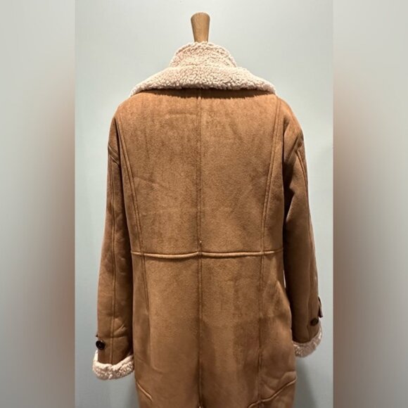 Avec Les Filles Faux Shearling Coat Brown size Large - Picture 12 of 16